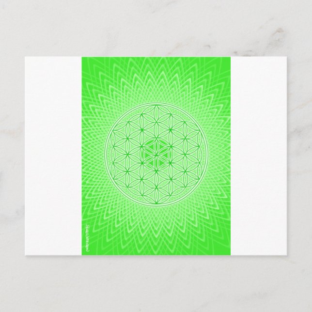 Psychedelic Sacred Geometry Heart Chakra Design Postcard (Front)