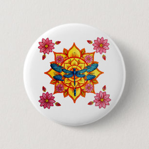 Psychedelic Sacred Geometry Mandala Insect Nature 6 Cm Round Badge