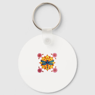 Psychedelic Sacred Geometry Mandala Insect Nature Key Ring