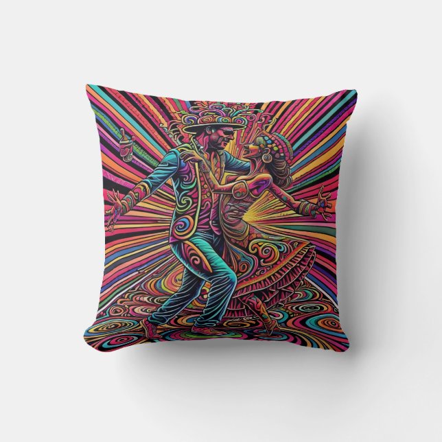 Psychedelic Salsa Tango Dancing Art Cushion (Front)