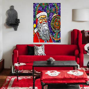 Psychedelic Santa Claus Art   AI Art Poster