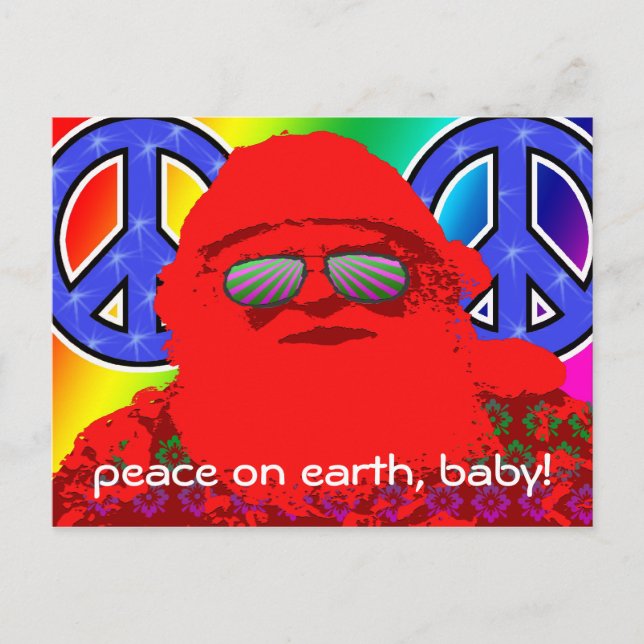 Psychedelic Santa Peace Postcard (Front)