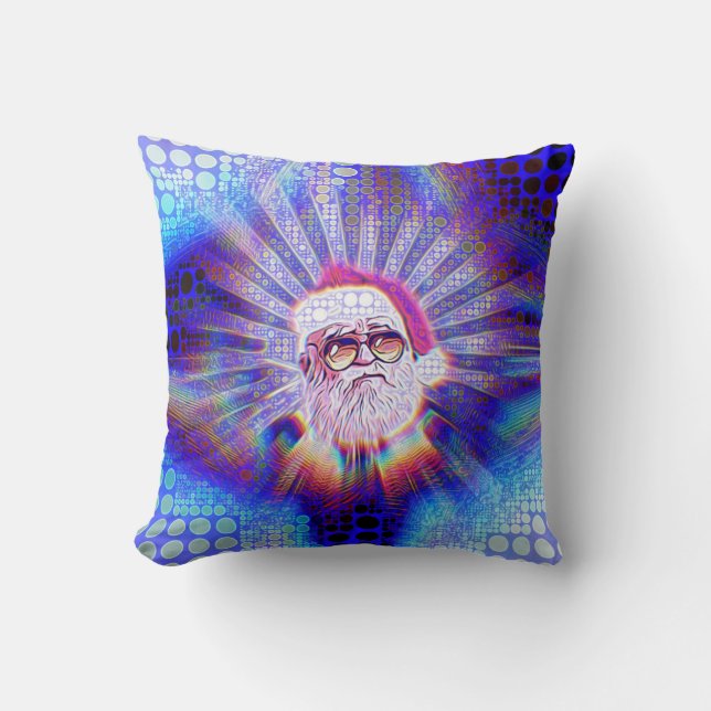 Psychedelic Santa Throw Pillow (Front)