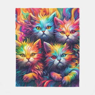 Psychedelic Sassy Kitten Fleece Blanket