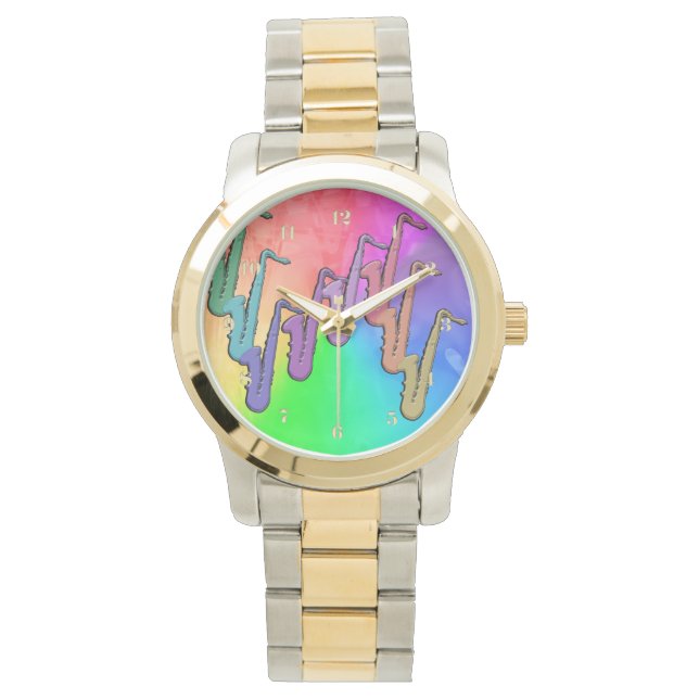 Psychedelic Saxophones Colourful Music Watch (Front)
