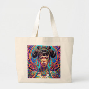 Psychedelic Say what! Art Large Tote Bag