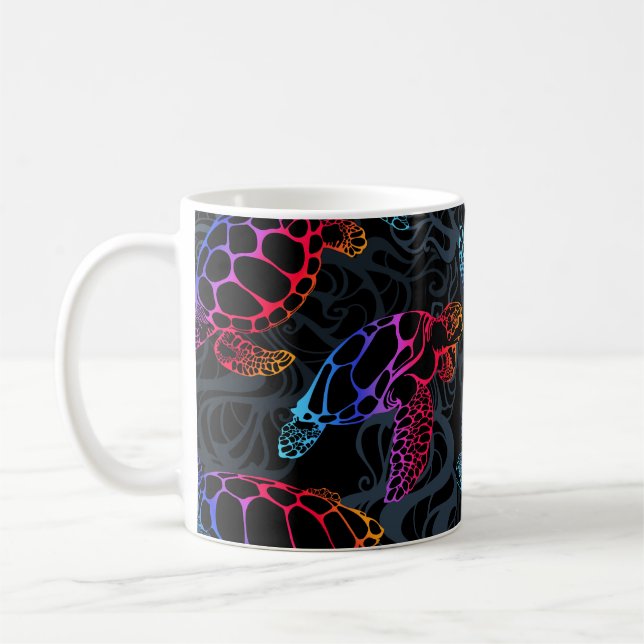 Psychedelic Sea Turtle: Boho Ocean Coffee Mug (Left)