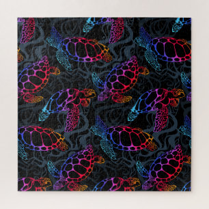Psychedelic Sea Turtle: Boho Ocean Jigsaw Puzzle