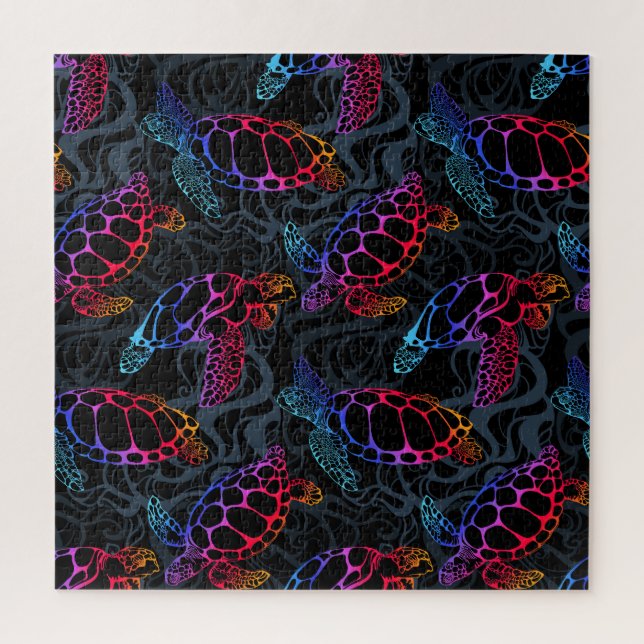 Psychedelic Sea Turtle: Boho Ocean Jigsaw Puzzle (Vertical)