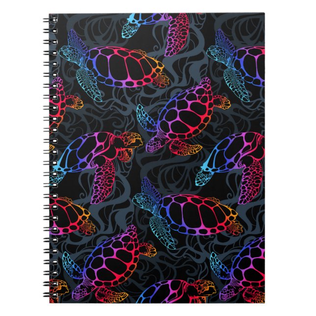 Psychedelic Sea Turtle: Boho Ocean Notebook (Front)