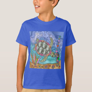 Psychedelic Sea Turtle Seahorse Art T-Shirt