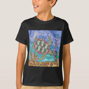 Psychedelic Sea Turtle Seahorse Art T-Shirt