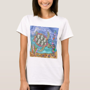 Psychedelic Sea Turtle Seahorse Art T-Shirt