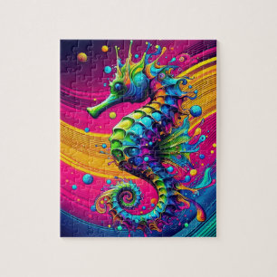 Psychedelic Seahorse Puzzle – Vibrant Ocean Challe