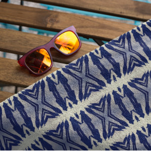 Psychedelic Shadow People in Navy  Beach Towel