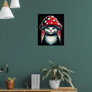 Psychedelic Shroom Cat – Amanita Guardian Poster