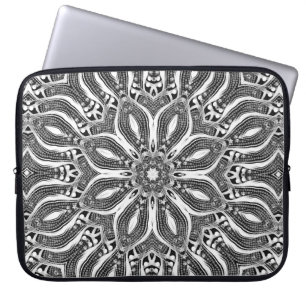 Psychedelic Silver Serpent Geometric Mandala Laptop Sleeve