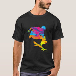 Psychedelic Skateborder Retro Colour Art Skateboar T-Shirt