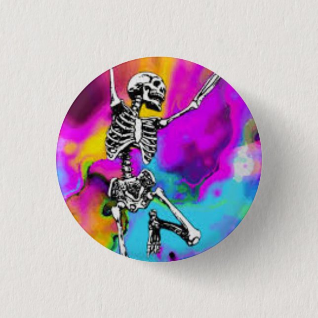 Psychedelic Skeleton 3 Cm Round Badge (Front)
