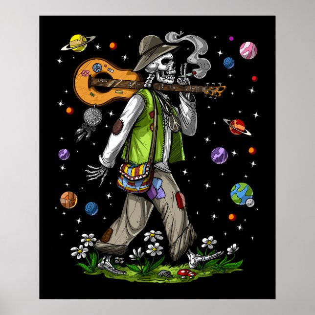 Psychedelic Skeleton Hippie Poster (Front)