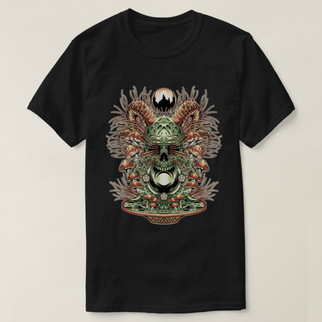 Psychedelic Skull Altar T-Shirt (Design Front)
