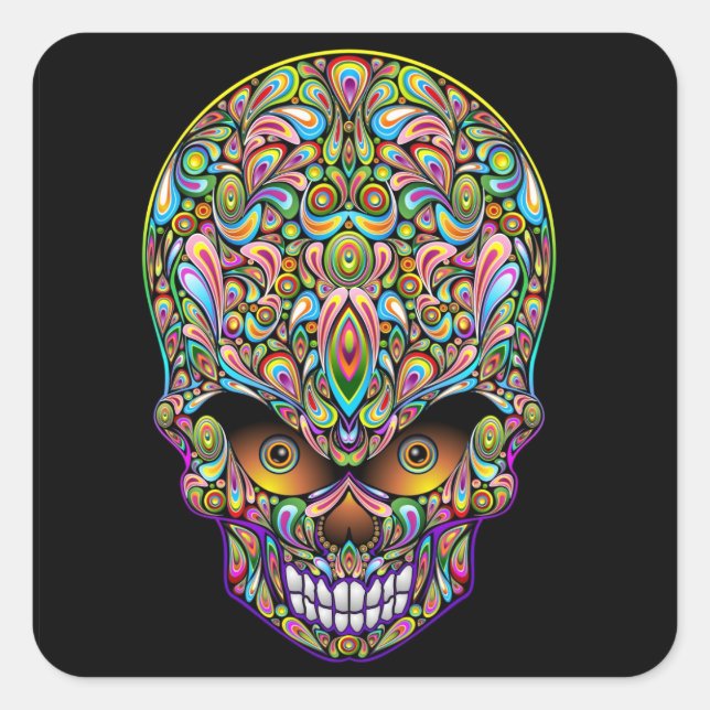 Psychedelic Skull Art Design Sticker (Front)