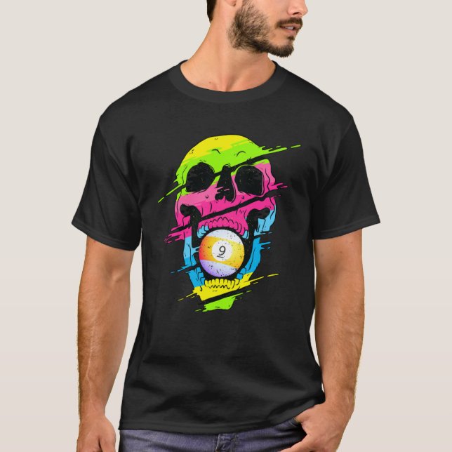 Psychedelic Skull Billiards  Colourful T-Shirt (Front)