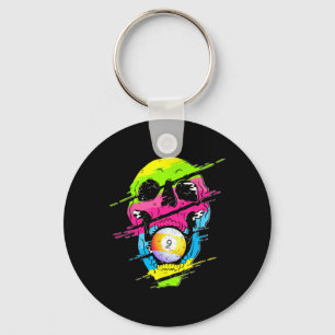 Psychedelic Skull Billiards Gift Colourful Key Ring