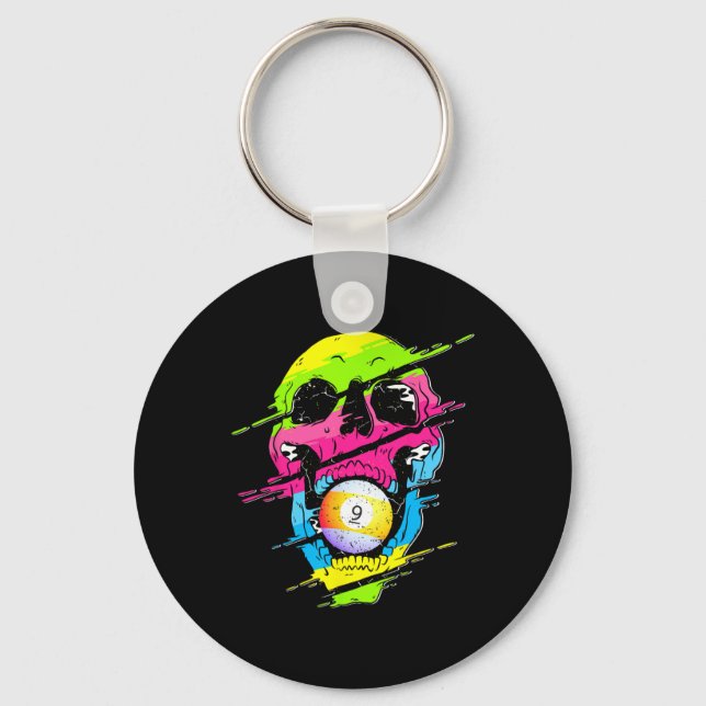 Psychedelic Skull Billiards Gift Colourful  Key Ring (Front)