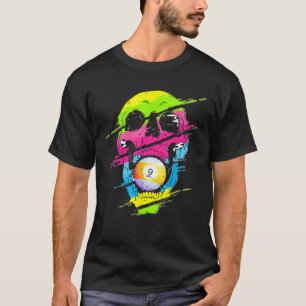 Psychedelic Skull Billiards Gift Colourful T Shirt