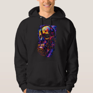 Psychedelic Skull Gas Mask Flame Vortex Hoodie