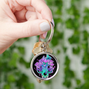 Psychedelic skull key ring