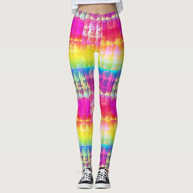Psychedelic Skull Leggings (Front)