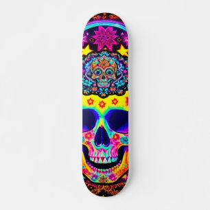 Psychedelic Skull Skateboard