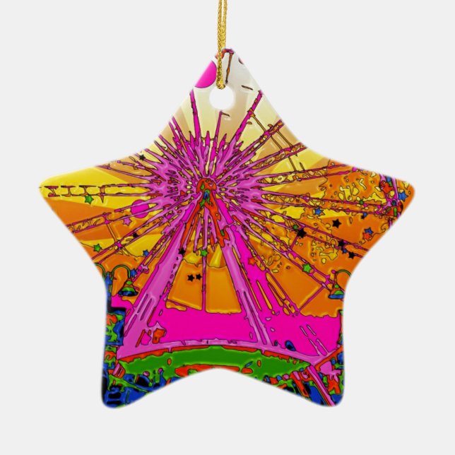 Psychedelic Sky Wheel Ceramic Ornament (Front)
