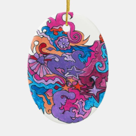 Psychedelic Smile Ceramic Ornament
