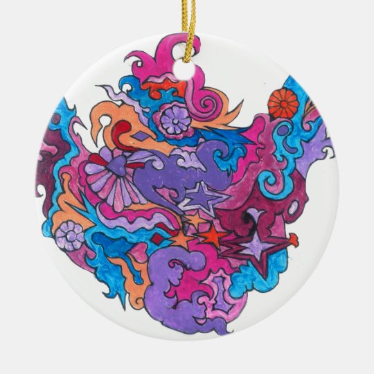 Psychedelic Smile Ceramic Ornament