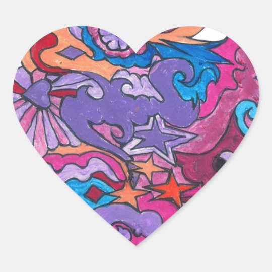 Psychedelic Smile Heart Sticker