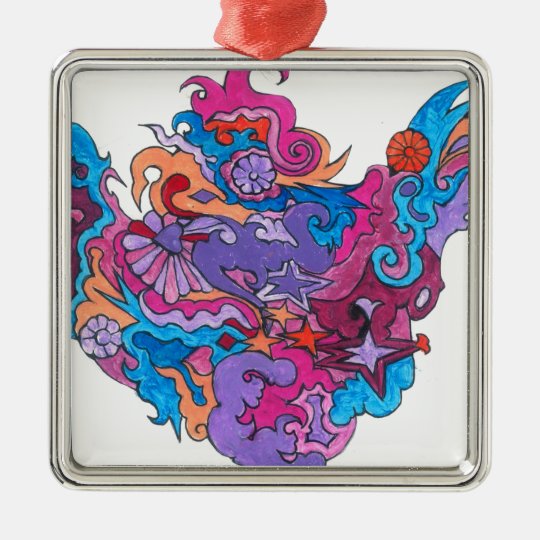 Psychedelic Smile Metal Ornament