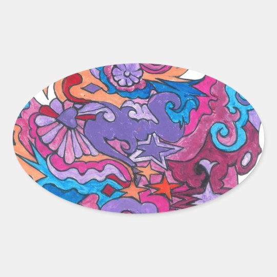 Psychedelic Smile Oval Sticker