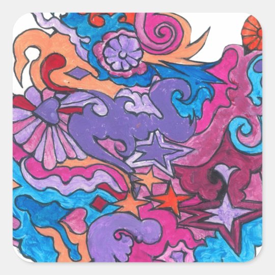 Psychedelic Smile Square Sticker