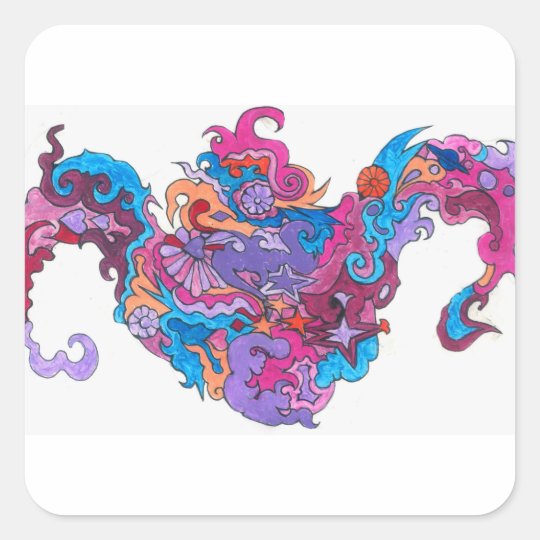 Psychedelic Smile Square Sticker