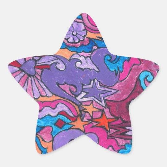 Psychedelic Smile Star Sticker