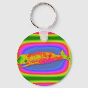 psychedelic smiling whale keychain