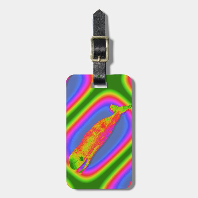 psychedelic smiling whale luggage tag (Front Vertical)