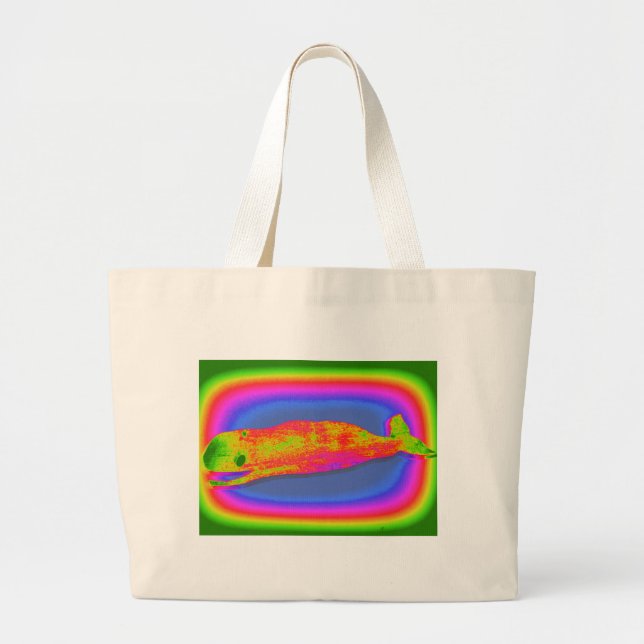 psychedelic smiling whale tote bag (Front)