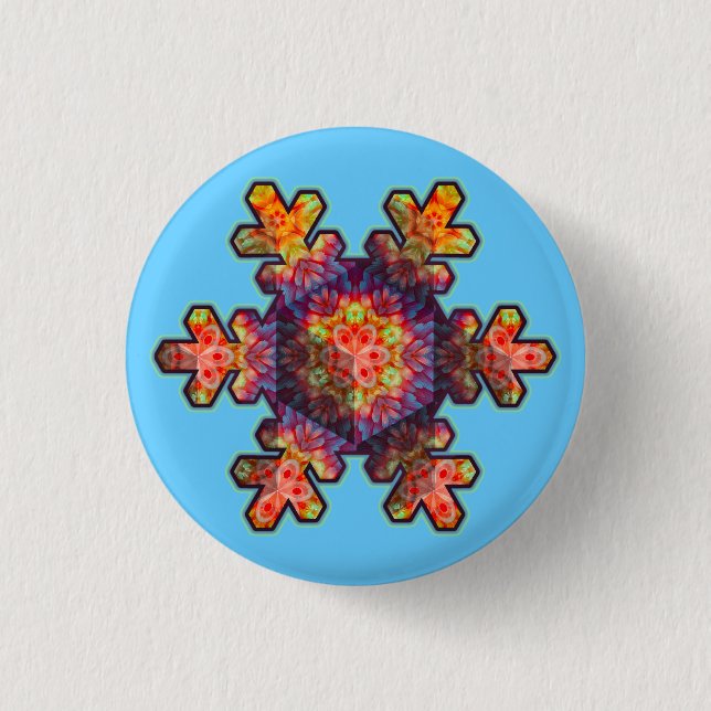 Psychedelic Snowflake 3 Cm Round Badge (Front)