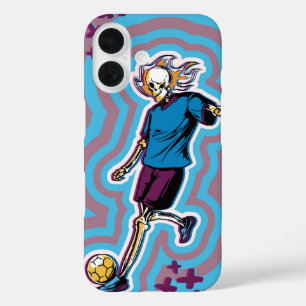 Psychedelic Soccer Skull Dribbler iPhone 16 Case