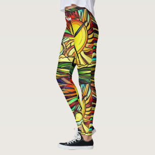 Psychedelic Solar and Wind Power Leggings