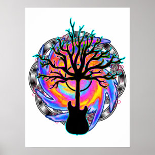 "Psychedelic Sonic Cyclone"  (surreal guitar art) Poster
